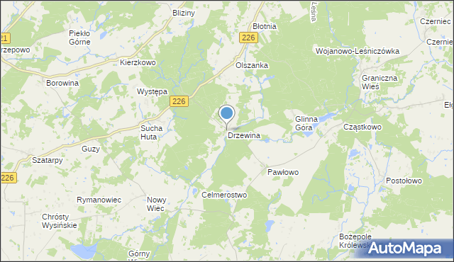 mapa Drzewina, Drzewina na mapie Targeo